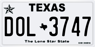 TX license plate DOL3747