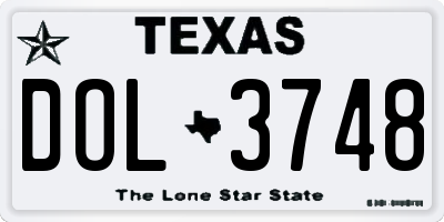TX license plate DOL3748
