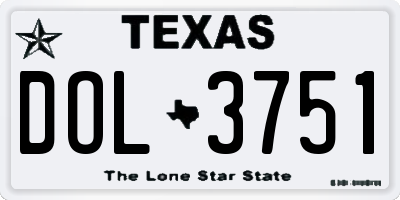 TX license plate DOL3751