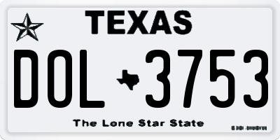 TX license plate DOL3753