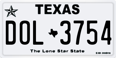 TX license plate DOL3754