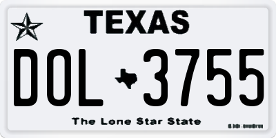 TX license plate DOL3755