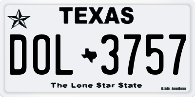 TX license plate DOL3757