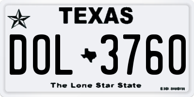 TX license plate DOL3760