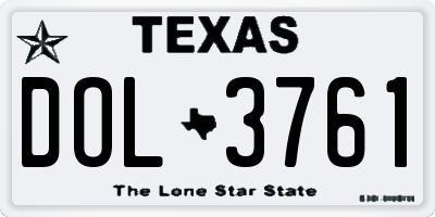 TX license plate DOL3761