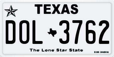 TX license plate DOL3762