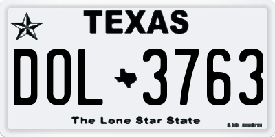 TX license plate DOL3763