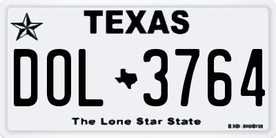 TX license plate DOL3764