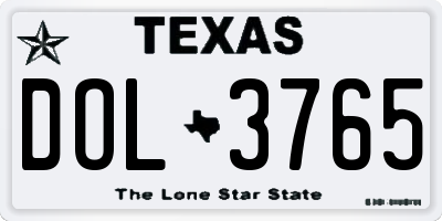 TX license plate DOL3765