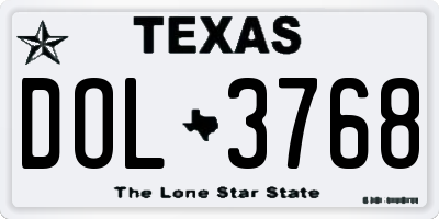TX license plate DOL3768