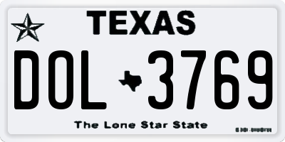 TX license plate DOL3769