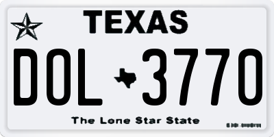 TX license plate DOL3770