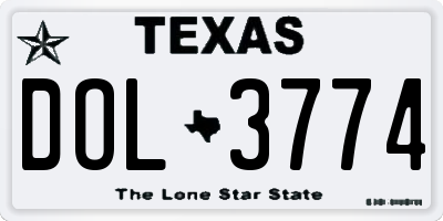 TX license plate DOL3774