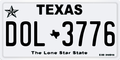 TX license plate DOL3776
