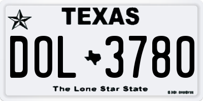 TX license plate DOL3780