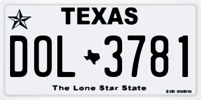 TX license plate DOL3781