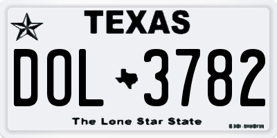TX license plate DOL3782