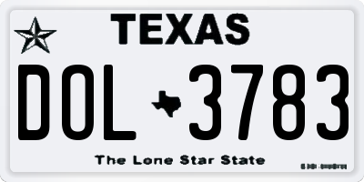 TX license plate DOL3783