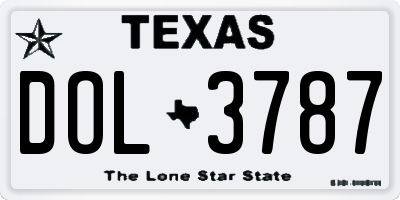 TX license plate DOL3787