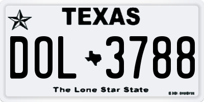 TX license plate DOL3788