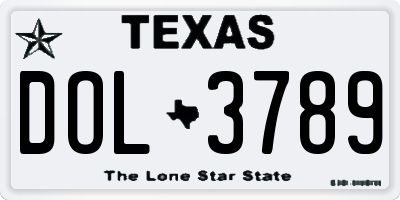 TX license plate DOL3789