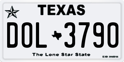 TX license plate DOL3790