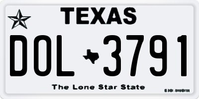 TX license plate DOL3791