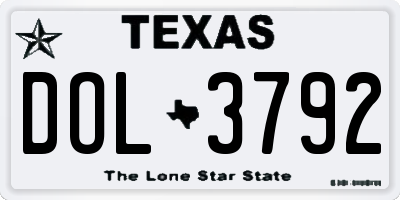 TX license plate DOL3792