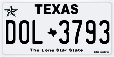 TX license plate DOL3793