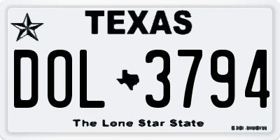 TX license plate DOL3794