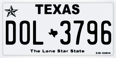 TX license plate DOL3796