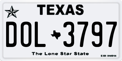 TX license plate DOL3797