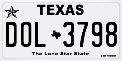 TX license plate DOL3798