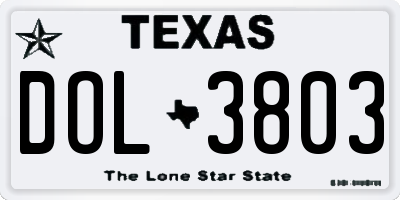 TX license plate DOL3803