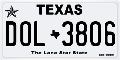 TX license plate DOL3806