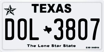TX license plate DOL3807