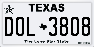 TX license plate DOL3808