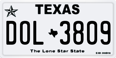 TX license plate DOL3809