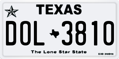 TX license plate DOL3810