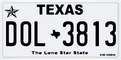 TX license plate DOL3813