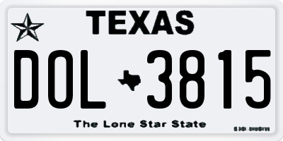 TX license plate DOL3815