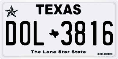 TX license plate DOL3816