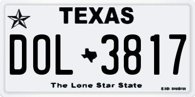 TX license plate DOL3817