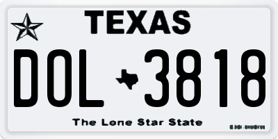 TX license plate DOL3818