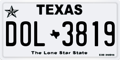TX license plate DOL3819