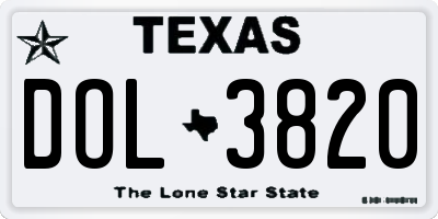 TX license plate DOL3820