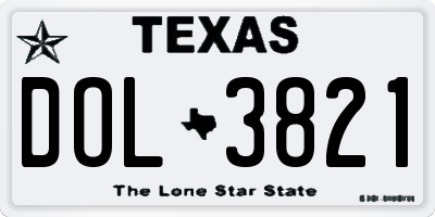 TX license plate DOL3821