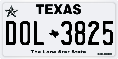 TX license plate DOL3825