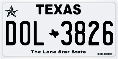TX license plate DOL3826