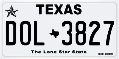TX license plate DOL3827